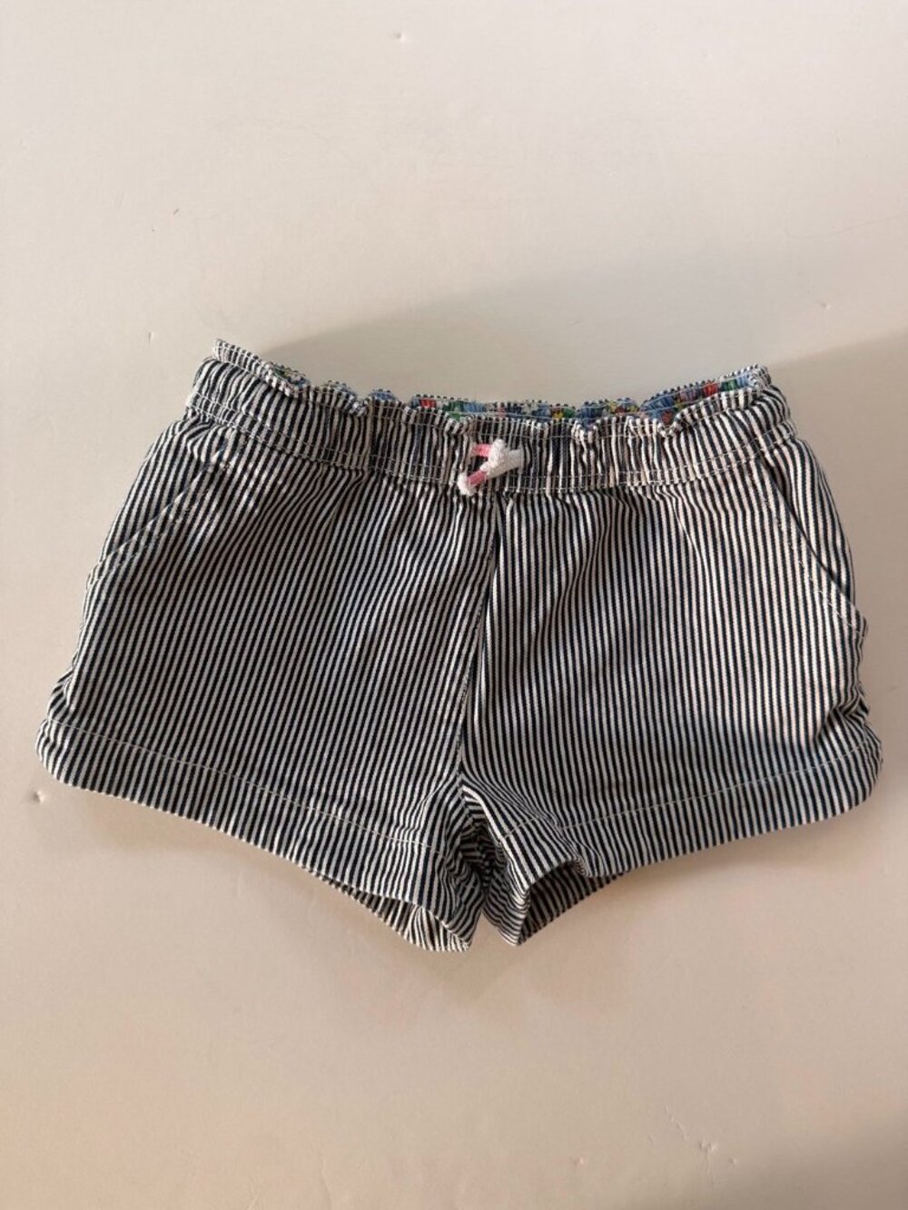 Boden Navy and White Striped Shorts